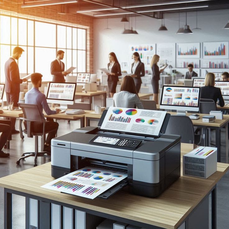 Impressora em ambiente de escritório corporativo
